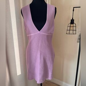 House of Harlow 1960 Lavender Plunge V-Neck Ribbed Bandage Dress Size Medium
